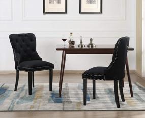 img 3 attached to Set Of 2 Elegant Armless Dining Chairs With Ring Pull And Black Velvet Upholstery - Perfect For Your Home Decor