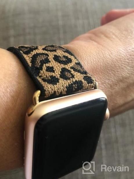 img 1 attached to Stylish And Comfy YOSWAN Scrunchie Elastic Watch Band For Apple Watch Series SE/7/6/5/4/3/2/1 - Brown MYD Nylon Dark Leopard - 42Mm/44Mm/45Mm review by Sharese Mekang