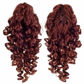 img 4 attached to Curly Claw Clip Ponytail Hair Extension - SWACC 12-Inch Synthetic Drawstring Short Screw Curls Hairpiece In Copper Red With Jaw Clip