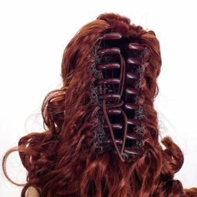 img 1 attached to Curly Claw Clip Ponytail Hair Extension - SWACC 12-Inch Synthetic Drawstring Short Screw Curls Hairpiece In Copper Red With Jaw Clip