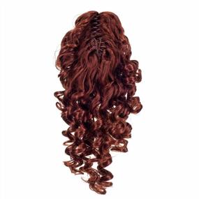 img 3 attached to Curly Claw Clip Ponytail Hair Extension - SWACC 12-Inch Synthetic Drawstring Short Screw Curls Hairpiece In Copper Red With Jaw Clip