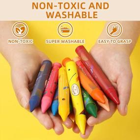 img 2 attached to Lebze Toddler Crayons, 24 Colors Non Toxic Crayons For Kids Ages 2-4, Easy To Hold Jumbo Crayons For Kids, Safe For Babies And Children Flower Monaco