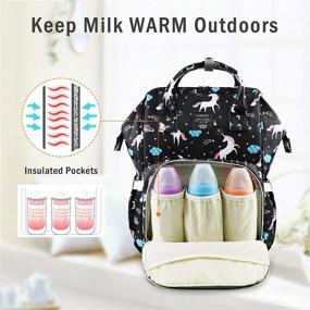img 3 attached to MIGER Diaper Bag Backpack: Cute Unicorn Design, Large Capacity & Bottle Insulation For Mom Dad - Black