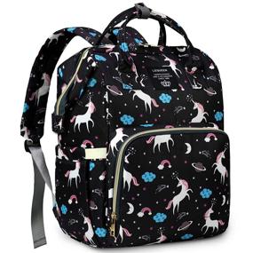 img 4 attached to MIGER Diaper Bag Backpack: Cute Unicorn Design, Large Capacity & Bottle Insulation For Mom Dad - Black