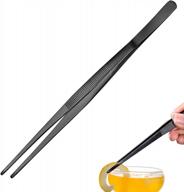 11.8"/30cm precision tweezers stainless steel tongs for bartenders, mixologists clipping food nz01-b (black) logo