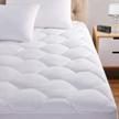 ultra soft full mattress pad with 8-21" deep pocket protector: quilted fitted topper cover for dorm, home or hotel - white logo