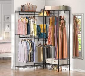 img 3 attached to VIPEK L6 Heavy Duty L Shape Clothes Rack With 5-Tiers And 7 Adjustable Shelves, 4 Hanging Rods, And Max Load Of 800Lbs - Freestanding Closet For Garments, 46.5" X 46.5" X 76.8" In Black