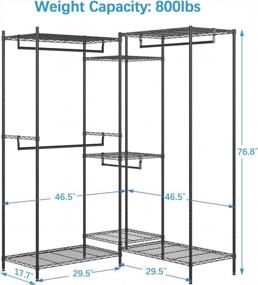 img 1 attached to VIPEK L6 Heavy Duty L Shape Clothes Rack With 5-Tiers And 7 Adjustable Shelves, 4 Hanging Rods, And Max Load Of 800Lbs - Freestanding Closet For Garments, 46.5" X 46.5" X 76.8" In Black