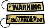 tactical embroidered key chain key tag - bastion warning 2nd amendment acu logo