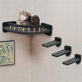 img 3 attached to Premium Cat Hammock Wall Shelves with 3 Steps, Perches, and Scratching Post for Indoor Cats - Plush Covered, Durable Design