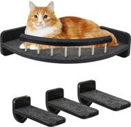 premium cat hammock wall shelves with 3 steps, perches, and scratching post for indoor cats - plush covered, durable design logo