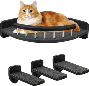 img 4 attached to Premium Cat Hammock Wall Shelves with 3 Steps, Perches, and Scratching Post for Indoor Cats - Plush Covered, Durable Design