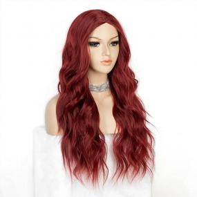 img 2 attached to 22-дюймовый термостойкий бордовый синтетический парик со средним пробором и длинным волнистым стилем для женщин - K'Ryssma 99J Wine Red Wig