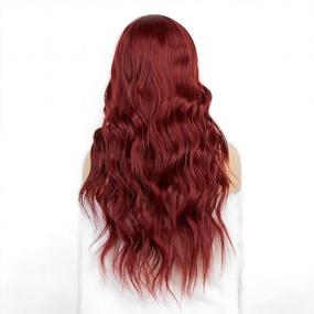 img 1 attached to 22-Inch Heat-Resistant Burgundy Synthetic Wig With Middle Parting And Long Wavy Style For Women - K'Ryssma 99J Wine Red Wig