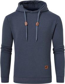 img 4 attached to Stay Stylish And Warm With Men'S Long Sleeve Pullover Square Pattern Hoodie