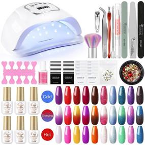 img 4 attached to COSCELIA 10 PCS Color Changing Gel Polish Set With U V Light 110W Lamp - Professional Gel Manicure Kit With Soak Off Nail Art Rhinestones - All In One Gift Set For Women