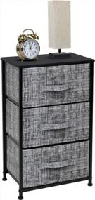 img 3 attached to Sorbus Gray/Black 3-Drawer Nightstand - Bedside Furniture & Accent End Table Storage Tower With Steel Frame, Wood Top, And Easy Pull Fabric Bins For Home, Bedroom Accessories, Office College Dorm