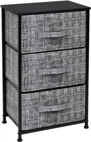 img 4 attached to Sorbus Gray/Black 3-Drawer Nightstand - Bedside Furniture & Accent End Table Storage Tower With Steel Frame, Wood Top, And Easy Pull Fabric Bins For Home, Bedroom Accessories, Office College Dorm