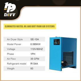 img 3 attached to Рефрижераторная система осушителя воздуха HPDAVV Heavy Duty Inflator - 35 кубических футов в минуту - 0,58 кВт - 110 В / 1 фаза / 60 Гц - NPT1 "- подходит для промышленного винтового компрессора мощностью 7,5 л.с. - 10 л.с.