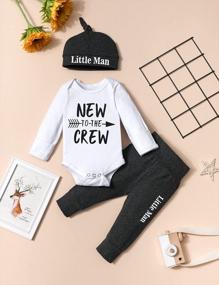 img 1 attached to Newborn Baby Boy Clothes - 3PCS Outfit With Letter Print Romper, Pants & Hat!