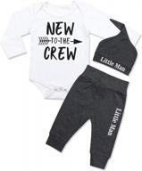 одежда для новорожденных мальчиков - комплект из 3 предметов с комбинезоном с буквенным принтом, штанами и шапкой! логотип