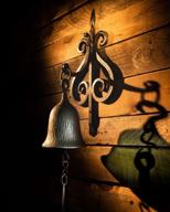 vintage rustic cast iron dinner bell mounted on farmhouse bracket for indoor/outdoor decor by 2wayz - 7.35 inches logo