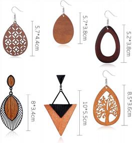 img 3 attached to Udalyn Wooden Teardrop Earrings: Ethnic Statement Jewelry For Women With Natural Wood And Lightweight Design