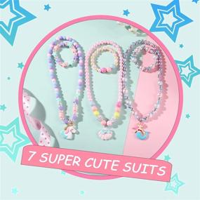 img 2 attached to Набор игровых ювелирных изделий из 3 предметов для маленьких девочек - ожерелье, браслет и сумочка PinkSheep Kids - идеальные аксессуары для наряжения и костюмов для девочек.