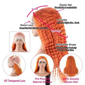 img 1 attached to BLY Ginger Color Lace Front Wigs Human Hair Deep Wave For Women 13X4 HD Transparent Pre Plucked Curly Wigs 180% Density Orange Colored Glueless Wig 20 Inch