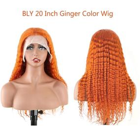 img 3 attached to BLY Ginger Color Lace Front Wigs Human Hair Deep Wave For Women 13X4 HD Transparent Pre Plucked Curly Wigs 180% Density Orange Colored Glueless Wig 20 Inch