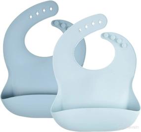 img 3 attached to 🍼 Set of 2 Food Grade Silicone Baby Bibs - Mess-Free, Easy to Clean