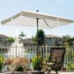 creamy/white 6.5x4.2ft rectangular patio umbrella w/ push button tilt & steel pole - ammsun logo