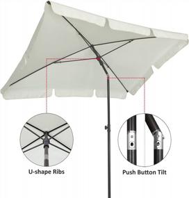 img 2 attached to Creamy/White 6.5X4.2Ft Rectangular Patio Umbrella W/ Push Button Tilt & Steel Pole - AMMSUN
