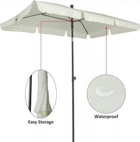 img 1 attached to Creamy/White 6.5X4.2Ft Rectangular Patio Umbrella W/ Push Button Tilt & Steel Pole - AMMSUN