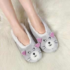img 1 attached to Women'S Warm Cozy Animal Non-Slip Knit Home Slippers Socks For Adults And Girls
