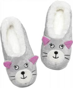 img 3 attached to Women'S Warm Cozy Animal Non-Slip Knit Home Slippers Socks For Adults And Girls