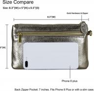 befen women's italian leather wristlet clutch wallet purse with gold zipper - genuine and stylish logo