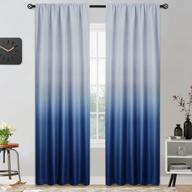 light-blocking ombre curtains for living room and bedroom - yakamok rod pocket gradient window drapes with blue and greyish white shades, thermal insulation, and 2 panels (52x84 inches) logo