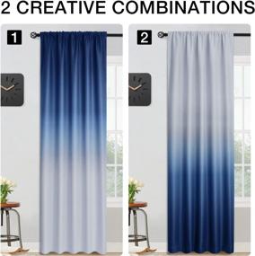 img 2 attached to Light-Blocking Ombre Curtains For Living Room And Bedroom - Yakamok Rod Pocket Gradient Window Drapes With Blue And Greyish White Shades, Thermal Insulation, And 2 Panels (52X84 Inches)