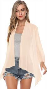 img 4 attached to Women'S Sheer Chiffon Kimono Cardigan Open Front Cover Up Blouse Tops Summer Beach Casual