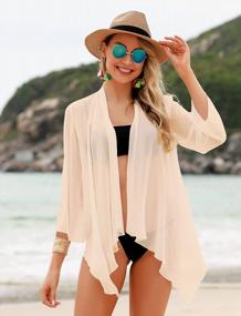img 2 attached to Women'S Sheer Chiffon Kimono Cardigan Open Front Cover Up Blouse Tops Summer Beach Casual
