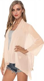 img 3 attached to Women'S Sheer Chiffon Kimono Cardigan Open Front Cover Up Blouse Tops Summer Beach Casual