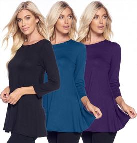 img 2 attached to Isaac Liev Women'S Tunic Top – 3 Pack Casual Or Single 3/4 Quarter Sleeve A-Line Loose Fit Flowy Swing Blouse Made In USA