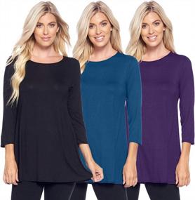 img 3 attached to Isaac Liev Women'S Tunic Top – 3 Pack Casual Or Single 3/4 Quarter Sleeve A-Line Loose Fit Flowy Swing Blouse Made In USA
