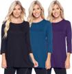 isaac liev women's tunic top – 3 pack casual or single 3/4 quarter sleeve a-line loose fit flowy swing blouse made in usa logo
