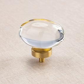 img 4 attached to Set Of 8 Oval Crystal Glass Cabinet Knobs And Pulls In Satin Brass/Gold Finish, Ideal For Dresser Drawers And Kitchen Cabinets, Egg-Shaped Design For Aesthetic Appeal