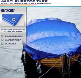 img 3 attached to 🌬️ 6' x 8' Windscreen4less Multi-Purpose Waterproof Blue Poly Tarp, 5 Mil