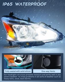 img 1 attached to 2013-2015 Nissan Altima 4 Door Sedan Headlight Assembly Clear Projector Chrome Housing Amber Reflector Replacement 2 Years Warranty