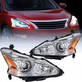 img 4 attached to 2013-2015 Nissan Altima 4 Door Sedan Headlight Assembly Clear Projector Chrome Housing Amber Reflector Replacement 2 Years Warranty