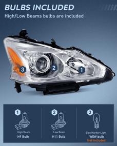 img 3 attached to 2013-2015 Nissan Altima 4 Door Sedan Headlight Assembly Clear Projector Chrome Housing Amber Reflector Replacement 2 Years Warranty